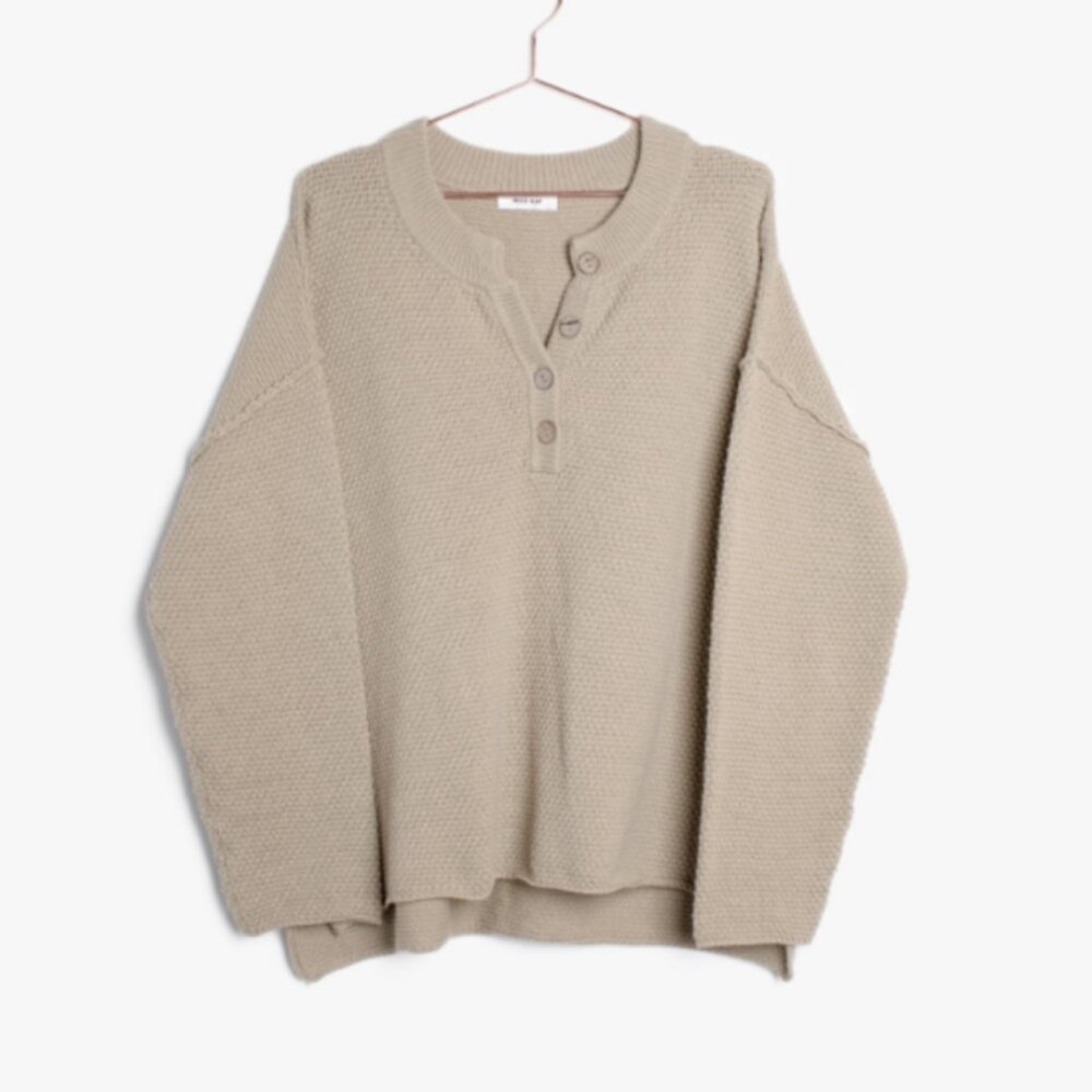 🧥 MOD REF Waffle Knit Henley Sweater - Size M - Picture 6 of 13